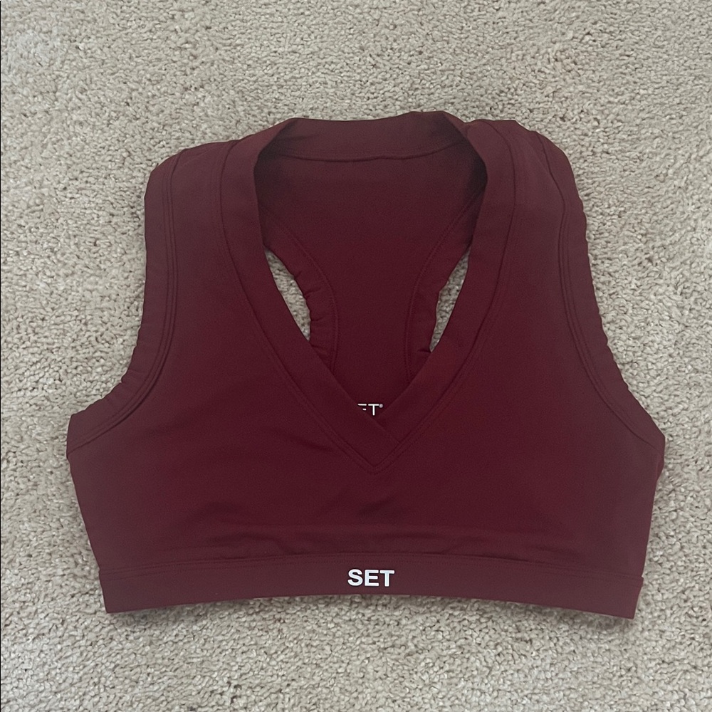 SET Active Deep Burgundy V-Neck Tank Top